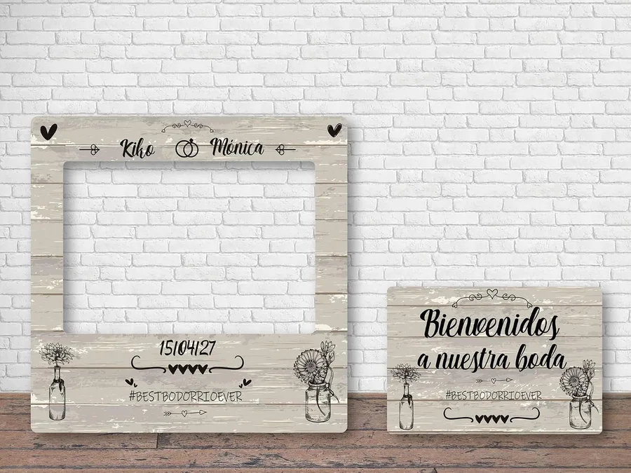 Marco de photocall personalizado beige