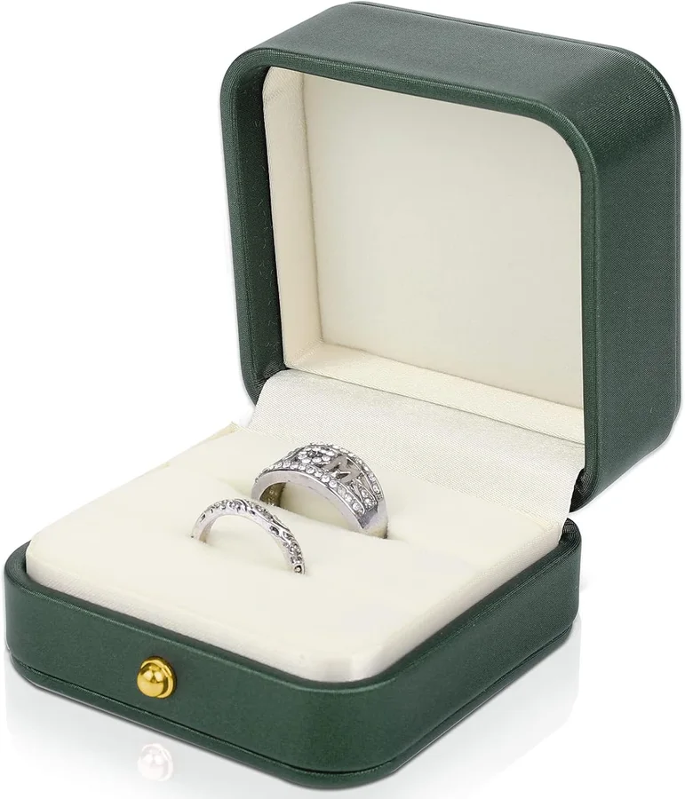 Caja verde de dos ranuras para anillos