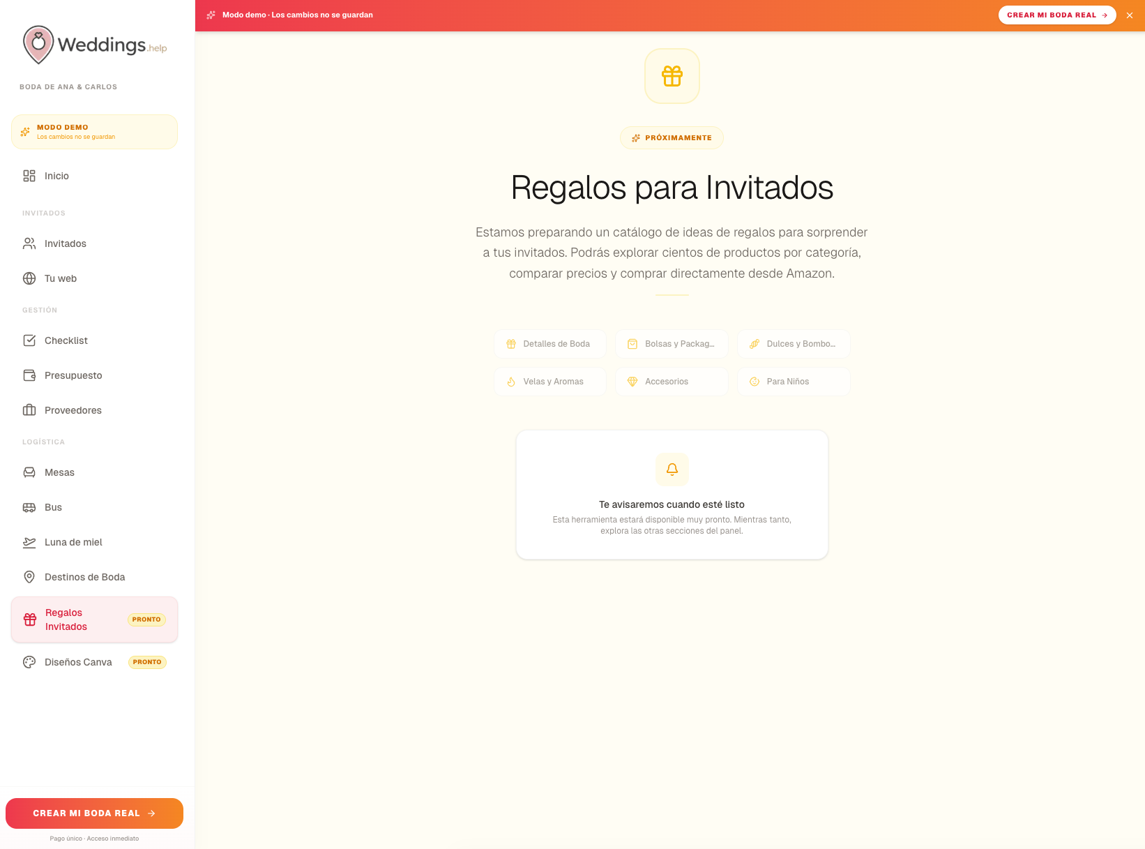 Una lista de regalos integrada en vuestra web